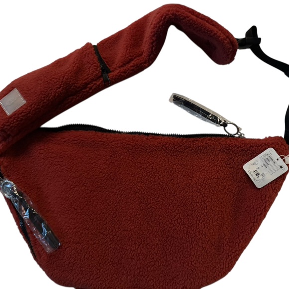 Free People Handbags - Free People/Cozy Red/Orange Sherpa Crossbody Sling Bag